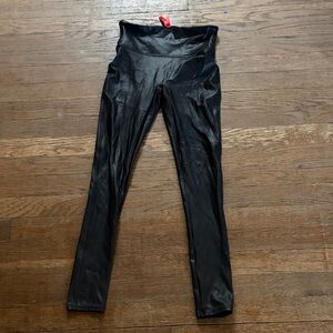 SPANX Faux Leather High-Waist Leggings - Black